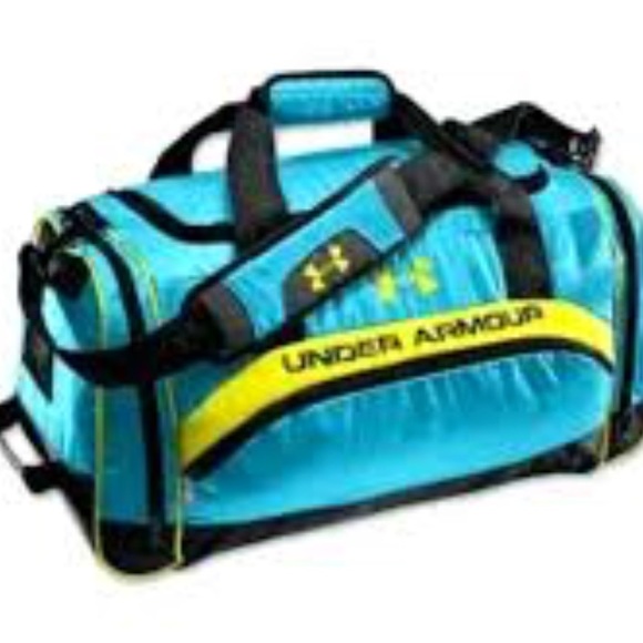 lime green under armour duffle bag